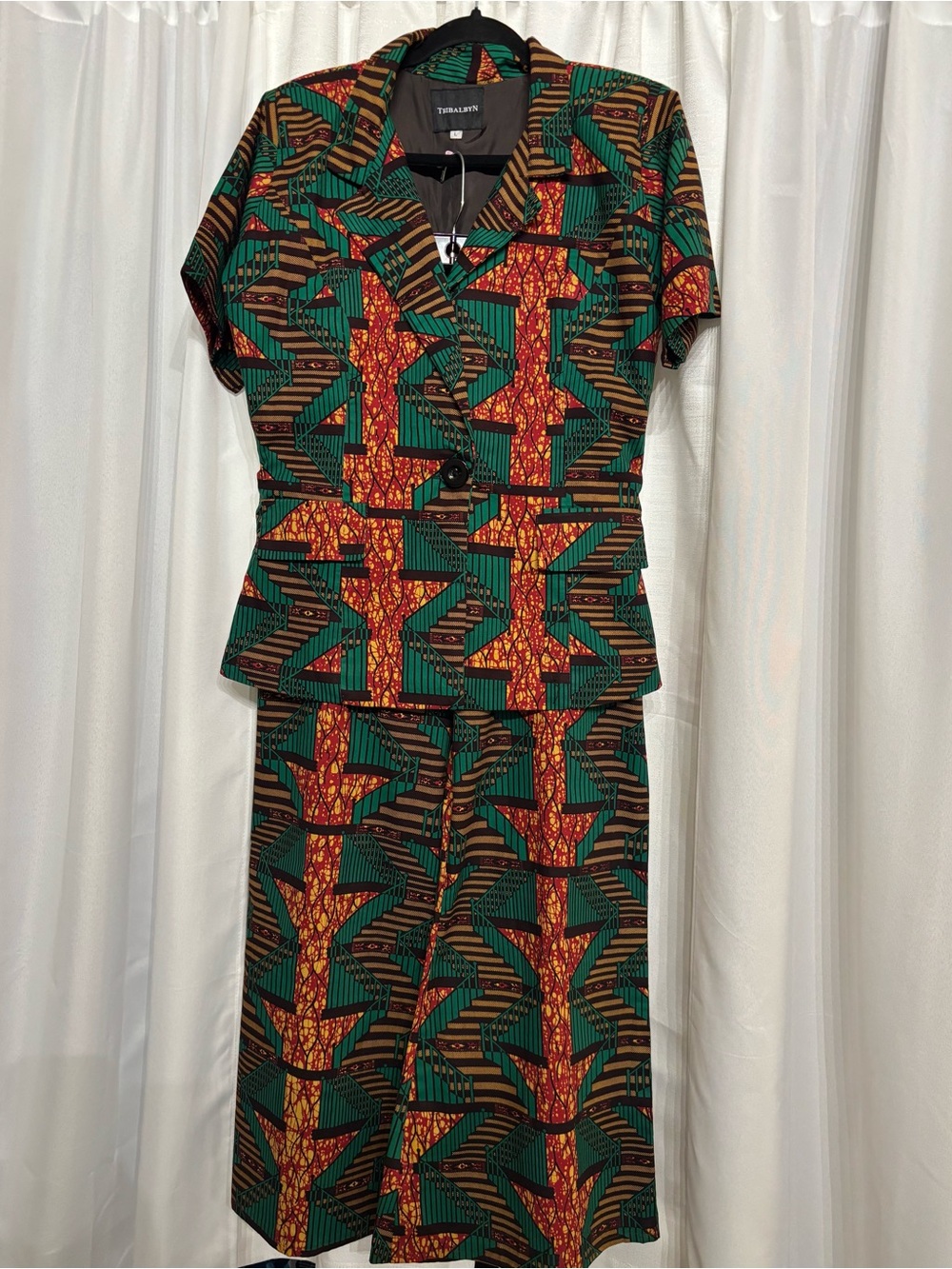 TribalByN African, Ankara Print 2 Piece Pants Jacket Set Size L